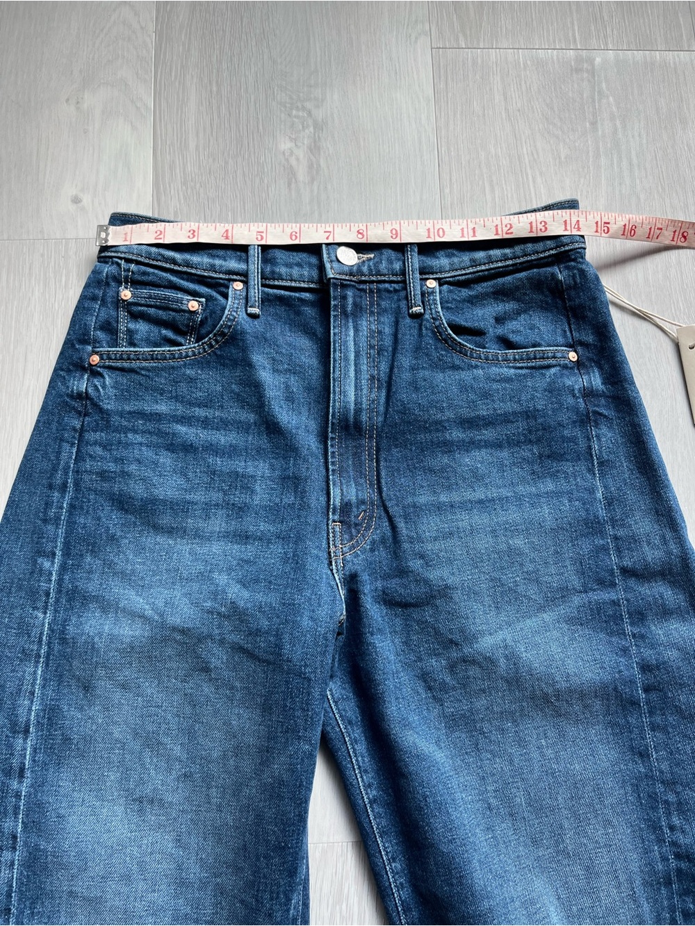 MOTHER THE HALF PIPE ANKLE CUFF FRAY DARK WASH WOMENS 28 - Picture 8 of 14